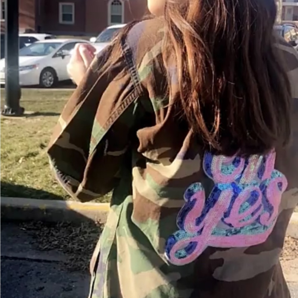 Unemployed Denim- camo jacket- repurposed vintage military jacket- one of a kind